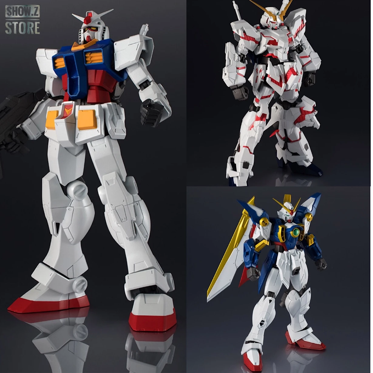 Bandai Spirits Gundam Universe GU GU-01 GU01 RX-78-2 Gundam GU-02 GU02 Wing Gundam GU-03 GU03 Unicorn Gundam Set Of 3